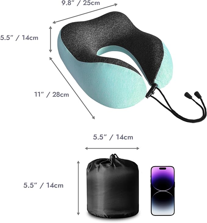 High Fill Memory Foam Travel Neck Pillow - Ergonomic Support for Plane, Car, Home Travel Accessory, Washable Cover - Neck Pillow for Effortless Travel - Image 4