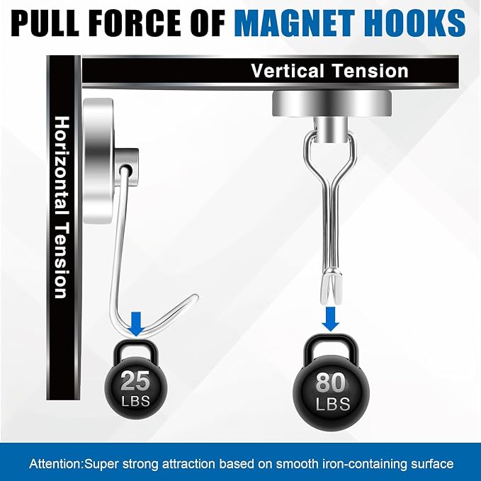 LOVIMAG Swivel Magnetic Hooks, 80LBS, Pack of 6 | Cruise Cabin Ship Essentials 2026, Heavy Duty Magnets for Refrigerator, Classroom, Kitchen, Hanging Mug - Image 3