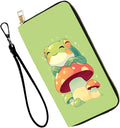Women's RFID Blocking PU Leather Zip-Around Wallet, Large Capacity Clutch with Phone Holder, Travel Purse & Card Organizer with Removable Wristlet,Cartoon Mushroom Frog by Unknown