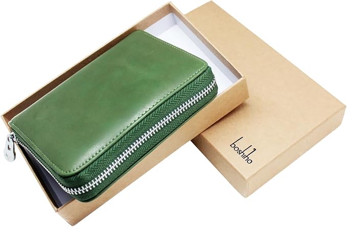 RFID Blocking 24 Slot Credit Card Holder Wallet Real Leather Multi Card Organizer Wallet with Zipper - Image 4