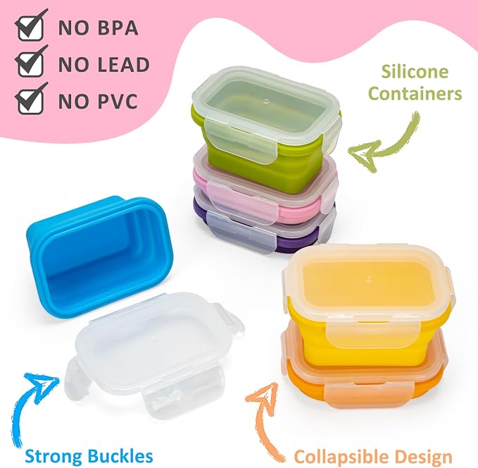 Collapsible Snack Containers With Lids,Collapsible Food Storage Containers,Mini Fridge Organizer,Microwave Freezer Dishwasher Safe(6pcs,6.5oz) - Image 3