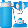 Collapsible Water Bottle, Portable Folding Bottle & Water Bottle with Clip for Backpack, Foldable Water Bottle BPA Free, Sport Bottle Water Squeeze Collapble Watterbottles (Blue) by MCOMCE