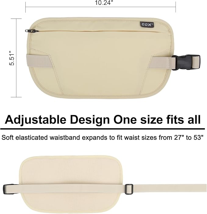 GOX Money Belt for Men Travel, Anti-Theft Hidden Waist Pack, RFID Secure Travel Belt for Men, Ultra-Thin Under-Clothes Passport Wallet with Documentry Safety & Money Holder (Lemon) - Image 6