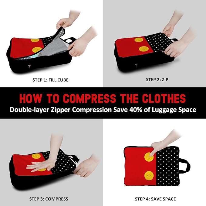6 Set Travel Packing Cubes for Kids, Cute Compression Bags for Storage Packing with Shoe Bags for Packing In Suitcase, Space Saving Packing Organizers for Luggage Trip and Family Vacation - Image 4