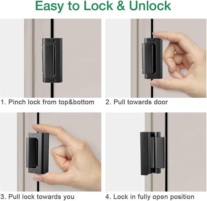 Front Door Locks for Kids Safety High Home Security Door Lock Reinforcement | Withstand 800 lbs, Child Proof Door Locks Night Top Flip Latch and 8 Screws Inward Swinging Doors Only, Defend Patio Bedroom - Image 8