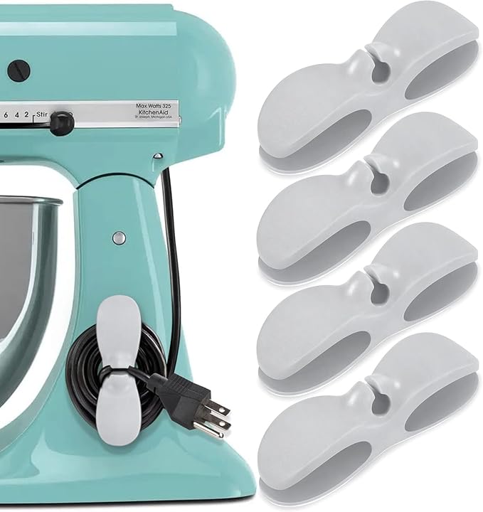 SisBroo Cord Organizer for Appliances, 4PCS Kitchen Appliance Cord Winder Cable Organizer, Cord Holder Cord Wrapper for Appliances Stick on Pressure Cooker, Mixer, Blender, Coffee Maker, Air Fryer by SisBroo
