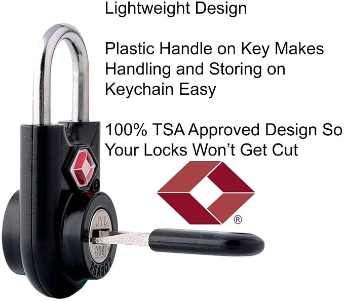 SURE LOCK Mini TSA Approved Keyed Luggage Lock – One Key Opens All, Fits Tight Zipper Gaps & Small Pull Holes, Compact Travel Lock for Suitcases, Backpacks & Handbags - Image 3