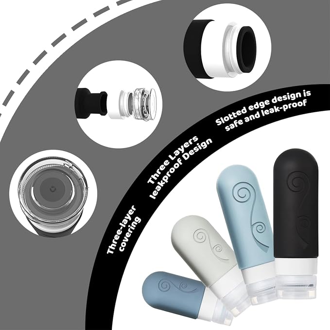 vodvob 16 Pack Travel Bottles Set for Toiletries, TSA Approved Travel Containers Leak Proof Silicone Squeezable Travel Accessories 2oz 3oz for Shampoo Conditioner Lotion Body Wash (BPA Free) (black) - Image 4