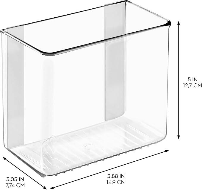 iDesign Adhesive Organizer Bin, Set of 2, Clear | Damage-Free Hanging, For Kitchen, Bathroom, or Office - Image 3