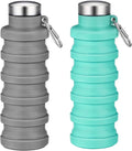 Collapsible Water Bottles,16oz Capacity Portable Reusable Silicone Water Bottle,Leak-proof,with buckle,foldable storage,Lightweight Durable for Fitness,Cycling,Sports,Camping,Hiking (Grey+Green) by Unknown