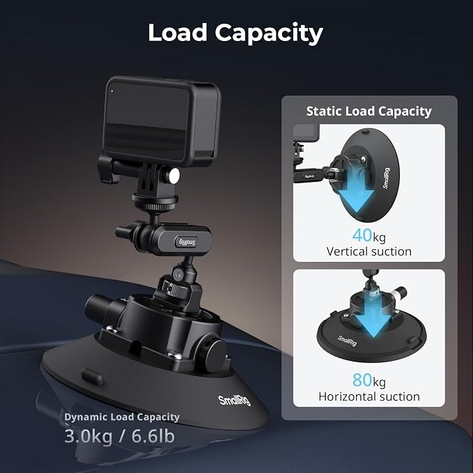 SMALLRIG 6" Suction Cup Mount with Ball Head Magic Arm, Camera Mount for DJI Osmo Action 6/5 Pro/4, for Insta360 x5, for Gopro 13/12, on Car Windshield or Window, Compatible with Action Cameras-5856 - Image 3