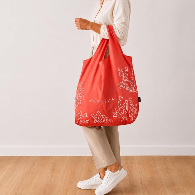 55 Pound Reusable Shopping Bag - Folds into a Small Pouch - Washable Reusable Grocery Bag, Durable & Stylish with handles for Easy Shoulder or Hand Carry - Image 2