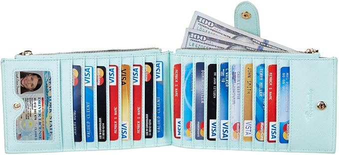 Travelambo RFID Wallet Women Large Size Bifold Multi Card Wallet Case with Zipper Pocke Credit Card Holder for Women - Image 7