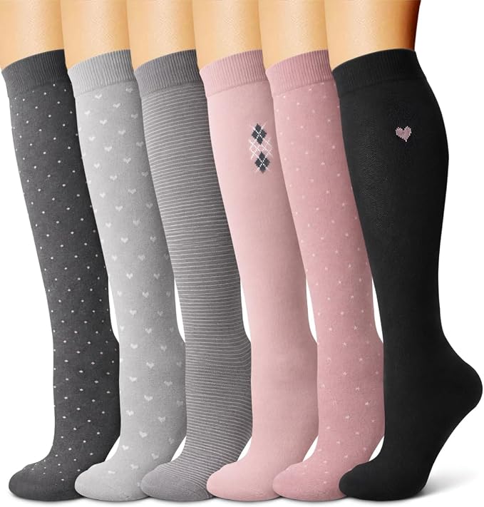 Copper Compression Socks for Women & Men (6 pairs) - Best Support for Nurses, Running, Hiking, Recovery by BLUEENJOY