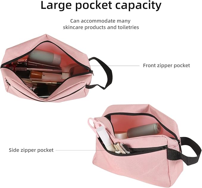 Icramsy Travel Toiletry bag Toiletry bag for women men Hanging Cosmetic bag Travel accessories for Women Men (Pink) - Image 4