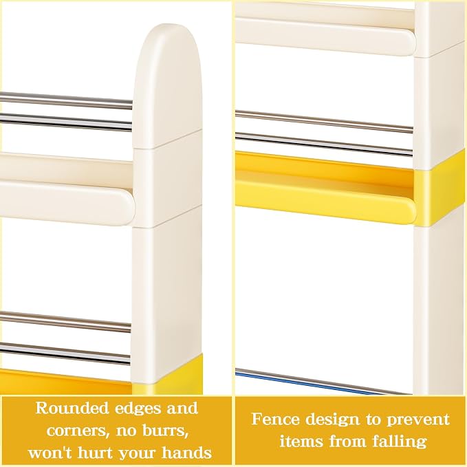 MiaLi 3 Tier Slim Storage Cart with Wheels, 1 PCS White Utility Slim Cart with Plastic, Adjustable Size for Laundry Kitchen Bathroom Narrow Places, Easy to Clean, Space Saving (White) - Image 9