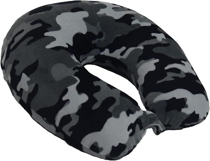 Wolf Essentials Adult Cozy Soft Microfiber Neck Pillow for Travel – Compact, Machine Washable - Perfect for Airplane, Car, or Home Use - Filled and Finished in The USA – Black Camo - Image 2