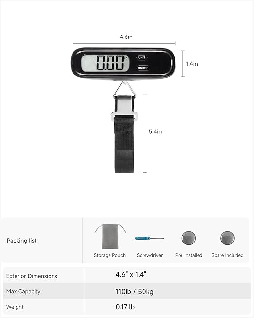 LUGGEX Luggage Scale, Suitcase Scale, Luggage Scale Travel Digital,1 Pack | Travel Scale with Large LCD Display, Portable & Battery Included - Image 9