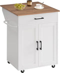 MAHANCRIS Kitchen Island on Wheels with Drop Leaf, Folding Countertop Kitchen Island Cart, Kitchen Island Table with Towel Rack, Drawer, for Kitchen, Dining Room, White and Walnut KIBZ12501 by MAHANCRIS