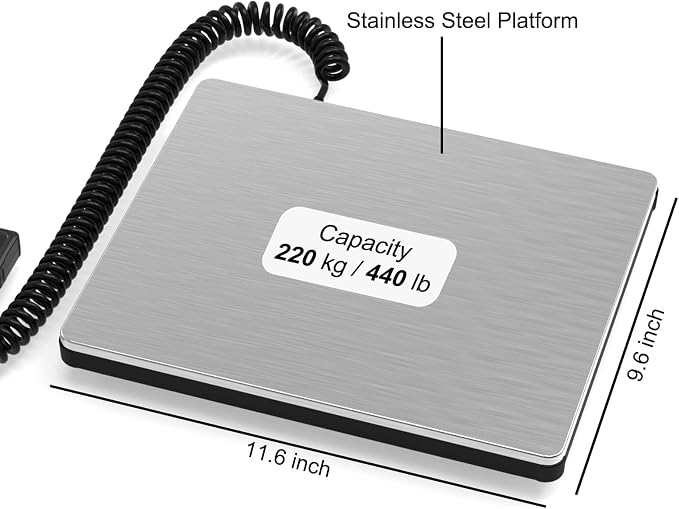 Shipping Scale 440lb, Digital Postal Scale with Hold and Tare Funtion | Postage Scale for Packages Luggage Post Office Warehouse, Battery and Tape-c Power - Image 5