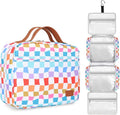 Hanging Travel Toiletry Bag,Large Capacity Cosmetic Travel Toiletry Organizer for Women with 4 Compartments & 1 Sturdy Hook,Perfect for Travel/Daily Use/Christmas by Bosidu