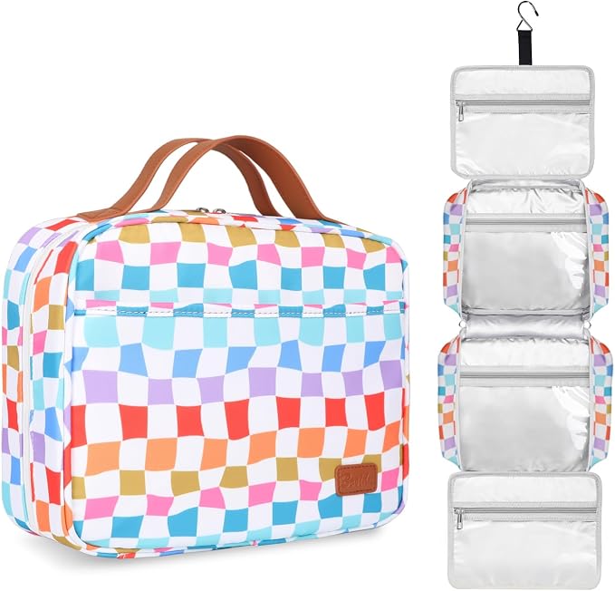 Hanging Travel Toiletry Bag,Large Capacity Cosmetic Travel Toiletry Organizer for Women with 4 Compartments & 1 Sturdy Hook,Perfect for Travel/Daily Use/Christmas by Bosidu