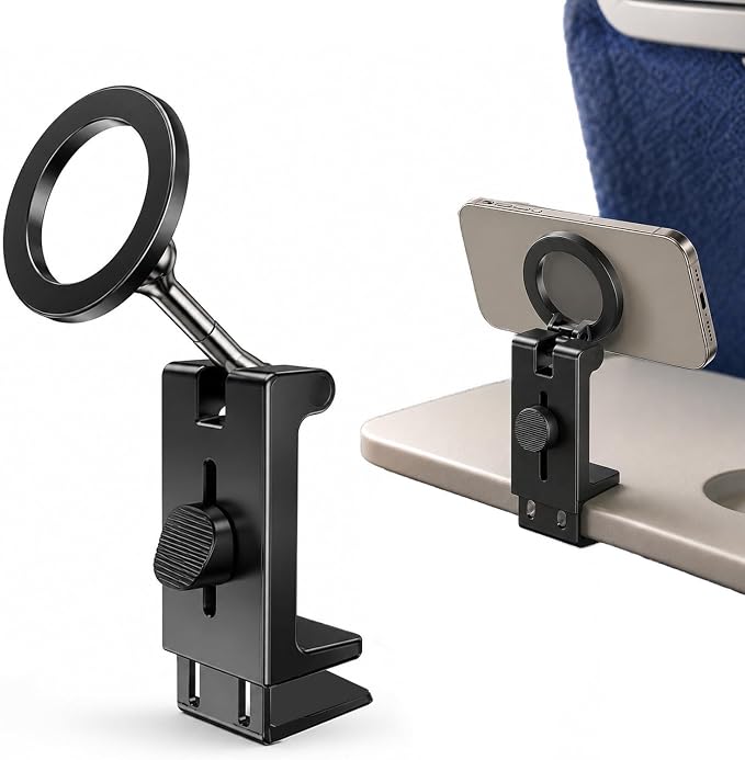 Airplane Phone Holder 360 Travel Stand | For Airplane Trains and Travel, Ultra Strong Magnetic Mount with 20 N55 Magnets, 360° Rotation, Compact for Carrying by Unknown
