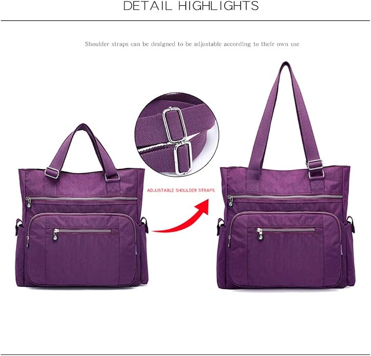 Multi Pocket Nylon Totes Handbag Large Women's Shoulder Bag Travel Purse - Image 6