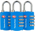 Luggage Locks TSA Approved, 4-Digit Travel Combination Locks | TSA Accepted, Easy to Use, Compact, Lightweight, Durable, Zinc Alloy Body, for Suitcases, Backpacks, Zippers, 3-Pack, Blue by TravelMore
