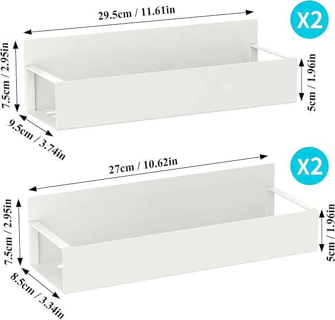 HuggieGems Metal Magnetic Spice Rack for Refrigerator Cream White, 4 Pack | Magnetic Shelves Heavy Duty for Fridge in Kitchen, Seasoning Storage Organizer, For Oven Washer and Dryer, For Heavier Items - Image 7