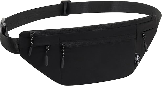 Money Belt for Travel RFID Blocking Passport Holder (black) | Hidden Under Clothes Travel Wallet for Men Women by Unknown