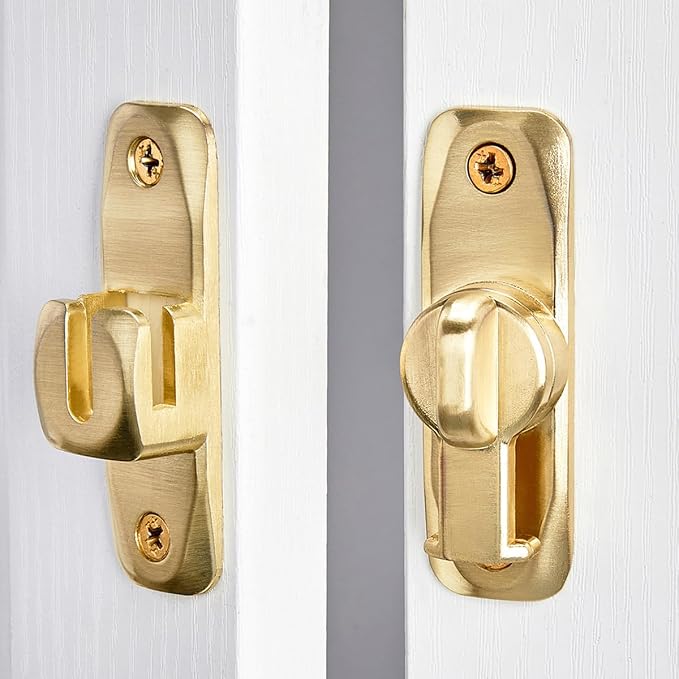 2 Pcs Gold 90/180 Degree Sliding Door Latches,Right Angle Door Lock | Zinc Alloy Flip Latch,Barn Door Latch,Cabinet Lock,for bedroom,cabinet,drawer,Gardens,Wine Cabinet,garage,window,Pet Cage - Image 6