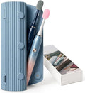 Electric Toothbrush Travel Case with 2 Head Covers, Blue | Waterproof Silicone Case Protects Your Electric Toothbrush During Travel, Gym Visits and Business Trips by GIURKUU