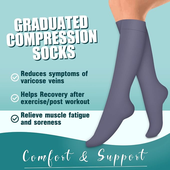 Compression Socks for Women & Men Circulation(6 pairs)-Graduated Supports Socks for Running, Athletic Sports - Image 3