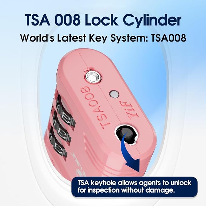 SURE LOCK TSA Approved Luggage Lock – 3-Digit Resettable Combination Padlock with Open Alert Red Dot, Large Easy-Read Dials for Suitcases, Backpacks, Gym & School Lockers(Pink 4 pk) - Image 3