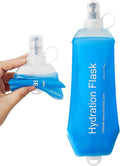 500ml Soft Flask, Shrink As You Drink Collapsible Water Bottles for Running Vest & Hydration Pack, BPA-Free Leak-Proof TPU Folding Bottle for Hiking Cycling Climbing Jogging-Blue by TACVEL