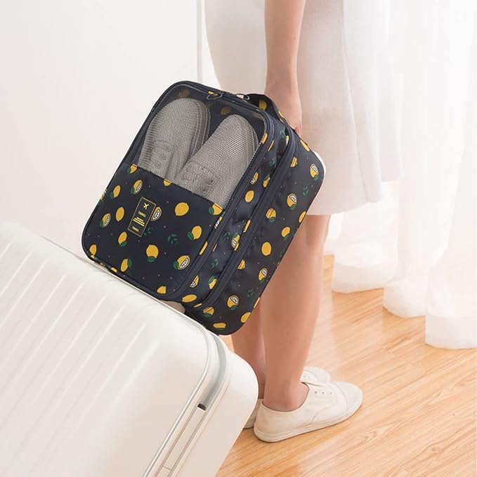 Shoe Bag for Travel, Travel Shoe Bag for Packing, Hold 3 Pairs of Shoes, Travel Essentials for Flying Shoe Organizer Shoe Storage Bag for Travel Light Black-lemon - Image 5