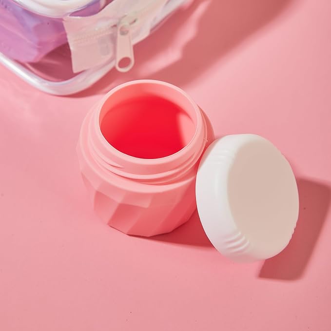 Travel Containers for Toiletries, Premium Silicone Cosmetic Cream Jars, TSA Approved Leak-Proof Refillable Travel Size Toiletries with Clear Bag for Cosmetic Face Body Cream (Vibrant, 1OZ) - Image 3