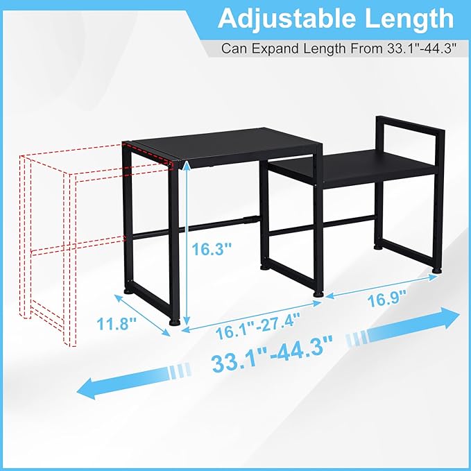 44.3 Inches Expandable Metal Storage Shelves,150LBS Heavy Duty Shelving Units and Storage For Appliance,Adjustable Utility Organization and Storage Shelf Rack For Kitchen Cabinet Closet Garage Pantry - Image 3