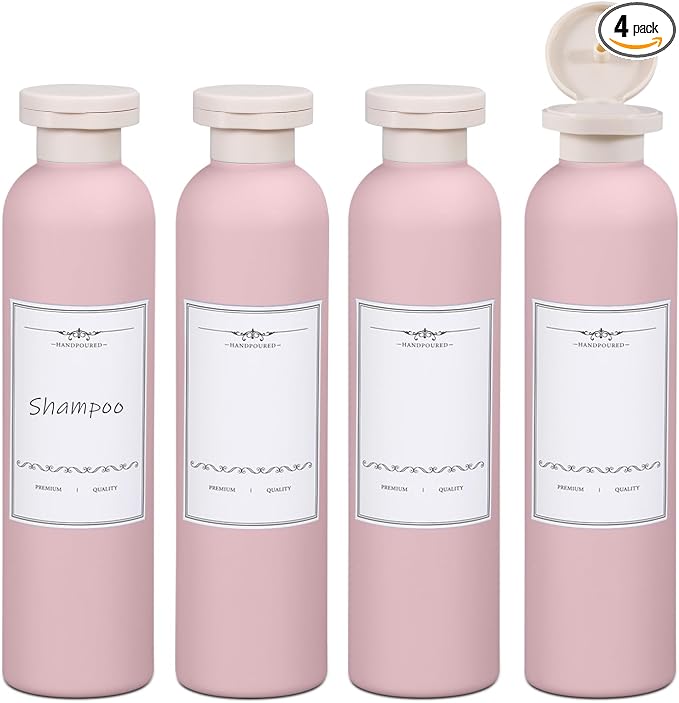 ASEVAT 8.8oz 4pack Refillable Travel Shampoo and Conditioner Bottles, Travel Size containers, Travel Bottle for toiletries, Squeeze Bottles with Flip Cap, Empty Plastic Leak Proof Travel Bottles by ASEVAT