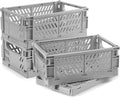4 Pcs Collapsible Storage Crates, 10x5.9x4 inches Space-Saving Folding Containers, Stackable Plastic Boxes for Home Kitchen Office Bedroom Bathroom, Light Gray by Unknown