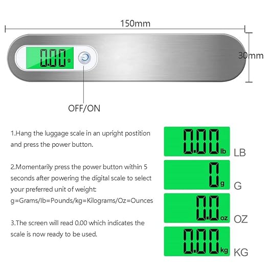 Luggage Scale, 50kg Hand Hanging Portable Travel Scale with Hook Electronic Baggage Weight Measuring Digital Weighing - Image 2