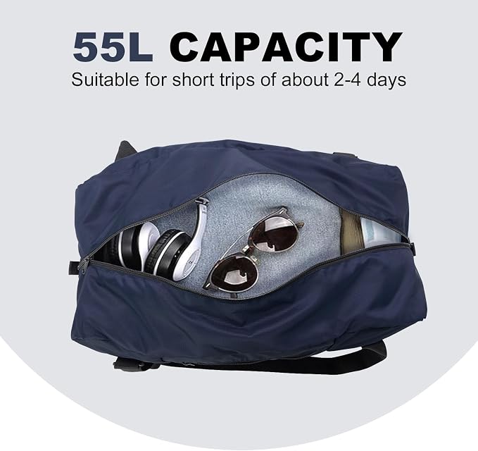 HOLYLUCK Foldable Travel Duffel Bag Luggage Great for Gym - Large Navy Blue - Image 5