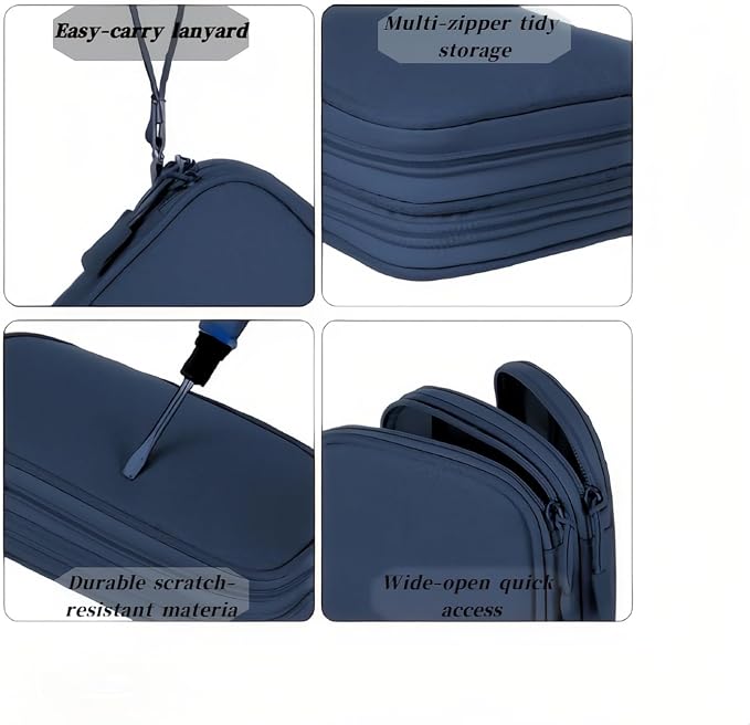Portable Waterproof Double Layers All-in-One Storage Bag, Travel Cord Organizer，Electronics Accessories Organizer Pouch Bag for Accessories,Charger, USB Cable, Gadget (navy blue) - Image 5