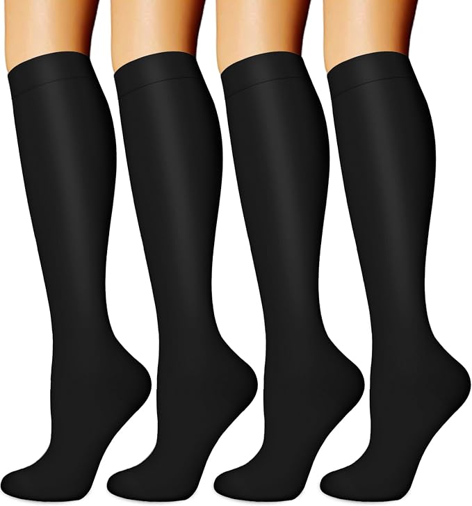 Compression Socks for Women & Men Circulation (4 Pairs) 15-20 mmHg is Best Support for Nurses Running Hiking Travel by BLONGW