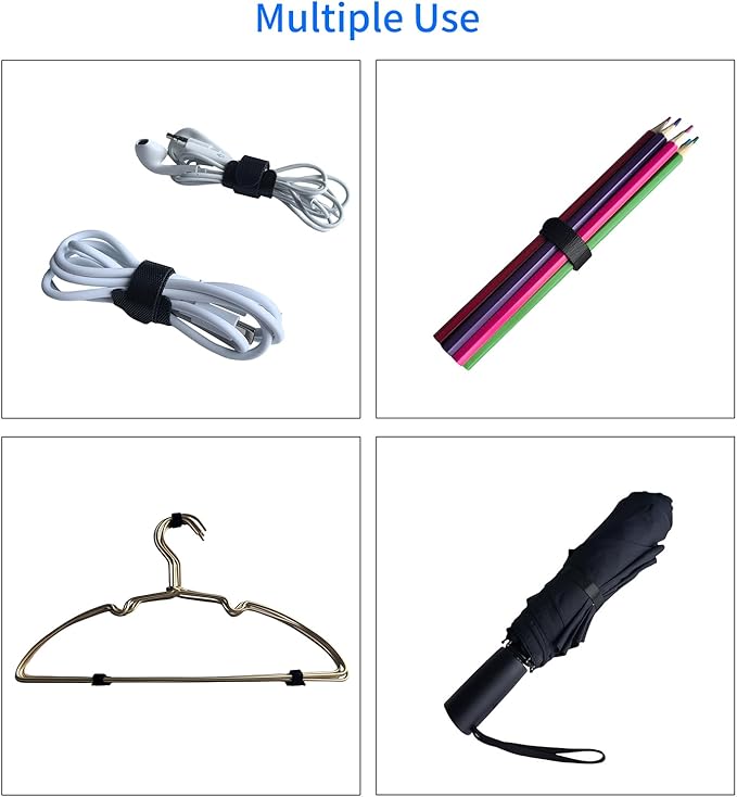 160 PCS 8 Inches Multi-Colour Reusable Cable Ties Cord Straps Multi-Purpose Wire Ties Cord Wrap Hook and Loop Organizer Cable Management,Adjustable Cord Ties for Home,Garden,Office,Data Centers - Image 4