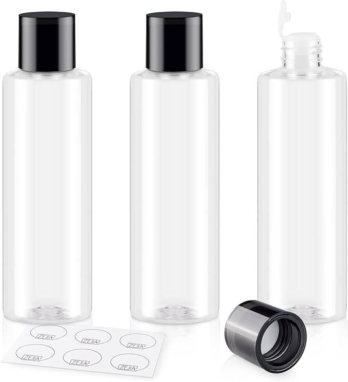 200ML Travel Size Toiletries, 3 Pack Clear Travel Size Containers | Double Leak Proof & Refillable Plastic Travel Bottles for Shampoo, Lotion, Body Wash with 6pcs Labels (Clear) - Image 8