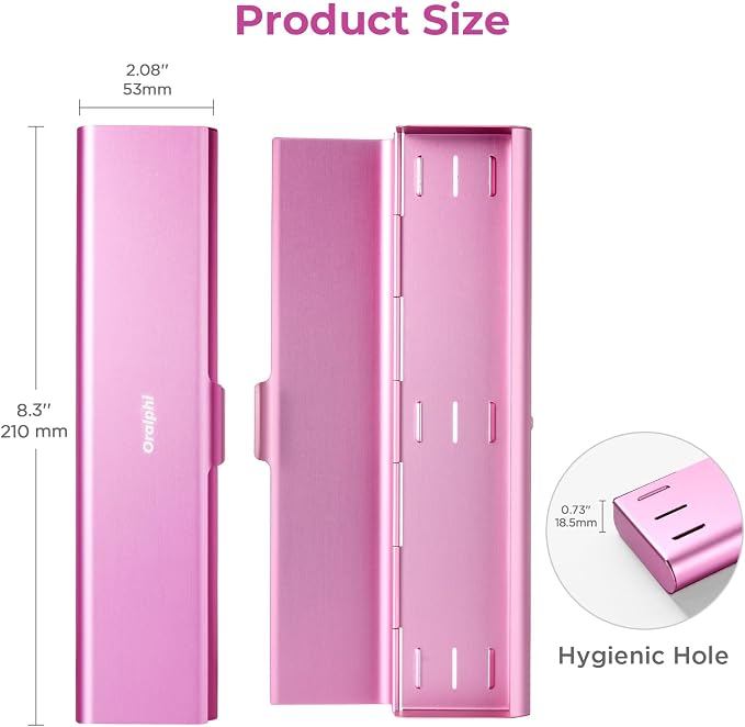 Wider Aluminum Toothbrush Travel Case, Portable Travel Toothbrush Holder, Durable Manual Toothbrush Box Container for Traveling, Bathroom, Camping, Business Trip, Pink - Image 5