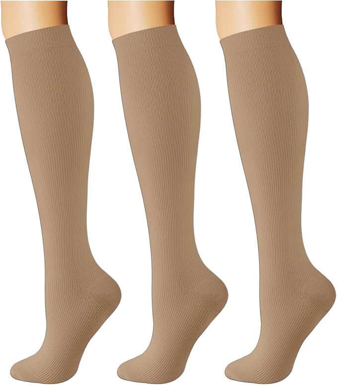 Breslatte Compression Socks for Women Men 15-20 mmHg | Graduated compression stockings knee high athletic support socks for travel running flying nurse pregnant by Breslatte