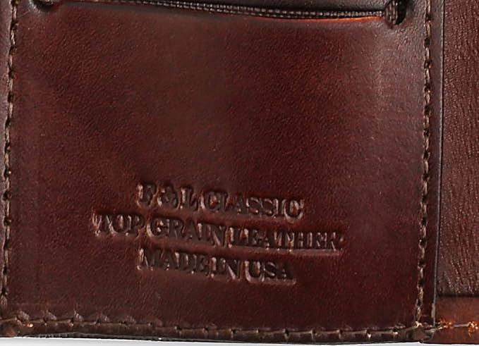RFID Blocking Men's Tri-fold Vintage Biker Cowhide Leather Steel Chain Wallet,Snap closure, Made In USA,at315,Antique-brown - Image 4